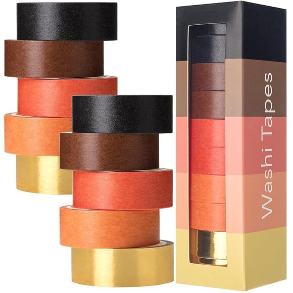 Washi Tape Set, 10 Rolls, Fiery Horizon, Decorative Tape Set, Colored Scrapbook - Picture 1 of 8